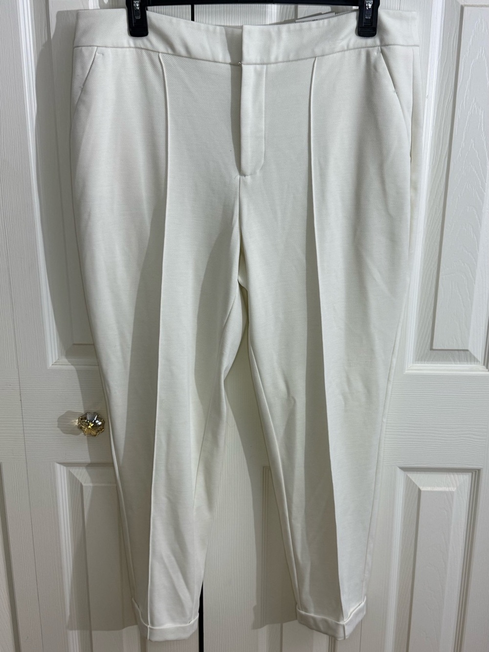 Nine West Off-White Pleated Trousers